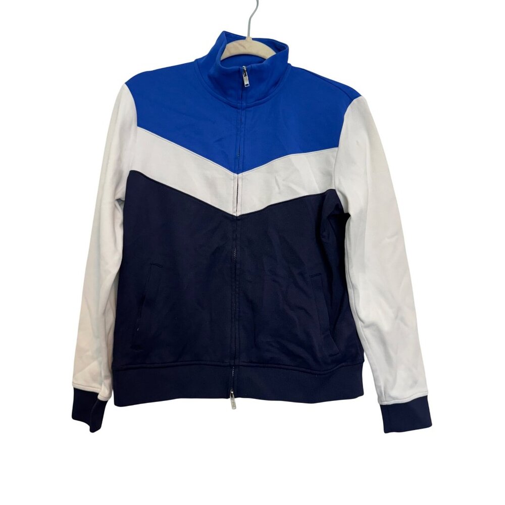 Ralph Lauren Lauren Active Womens Size M Chevron Track Jacket Blue White Navy